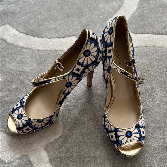 Coach Floral Print Heels 7.5 - Picture 1 of 9